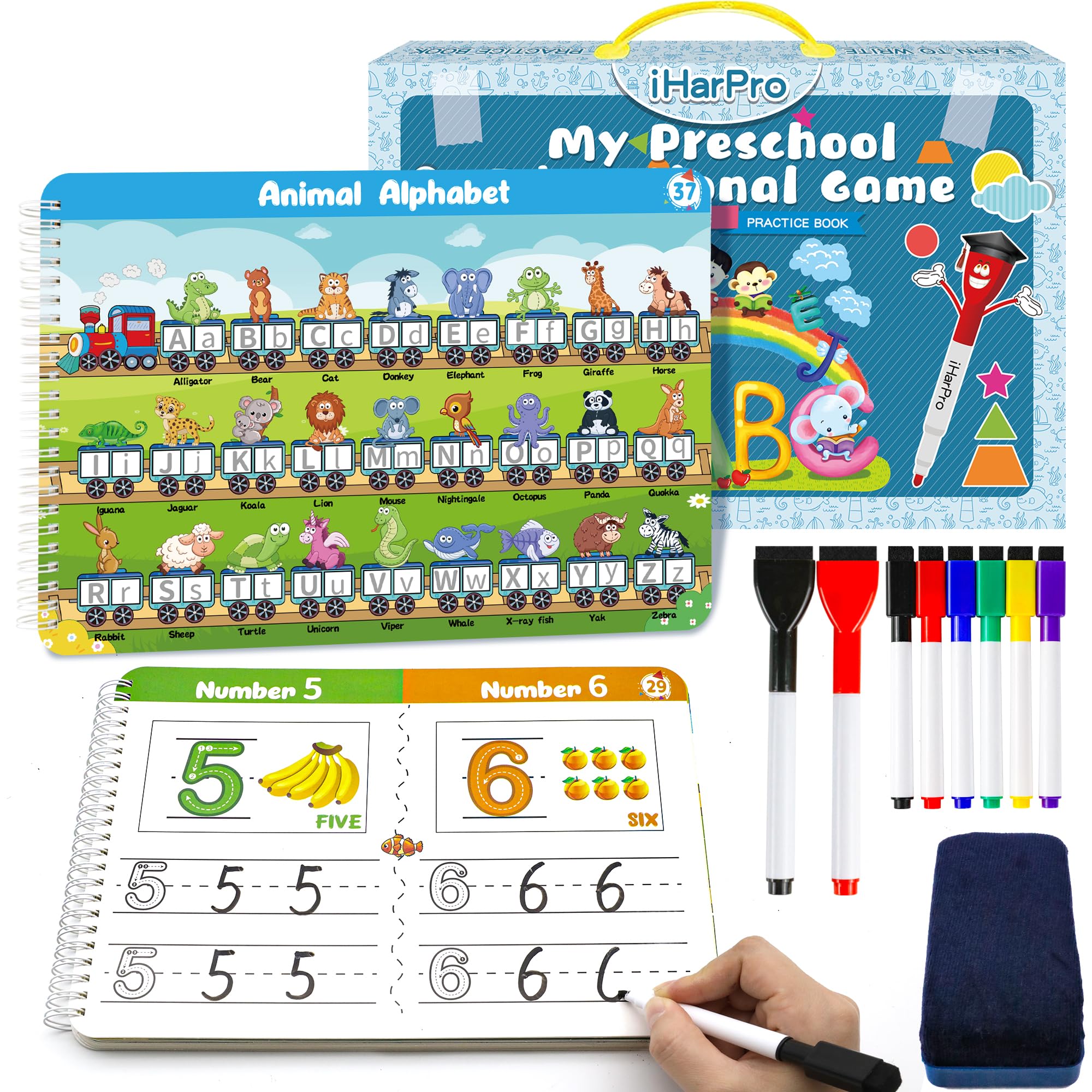iharpro handwriting tracing book front cover promotes early literacy and fine motor skill development