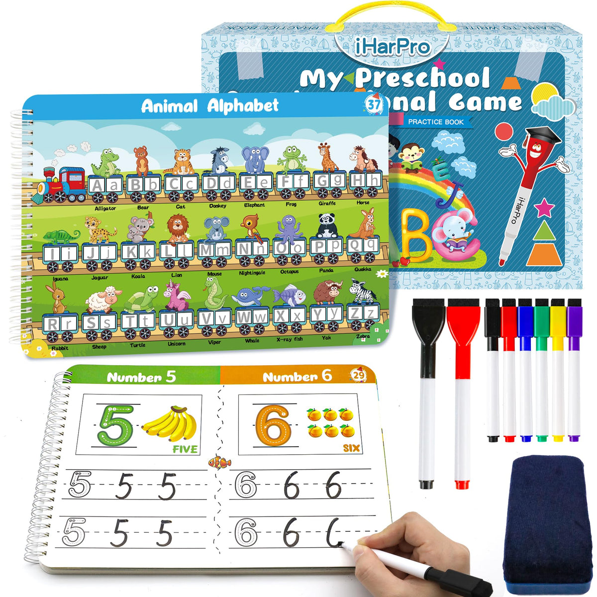 iharpro handwriting tracing book front cover promotes early literacy and fine motor skill development