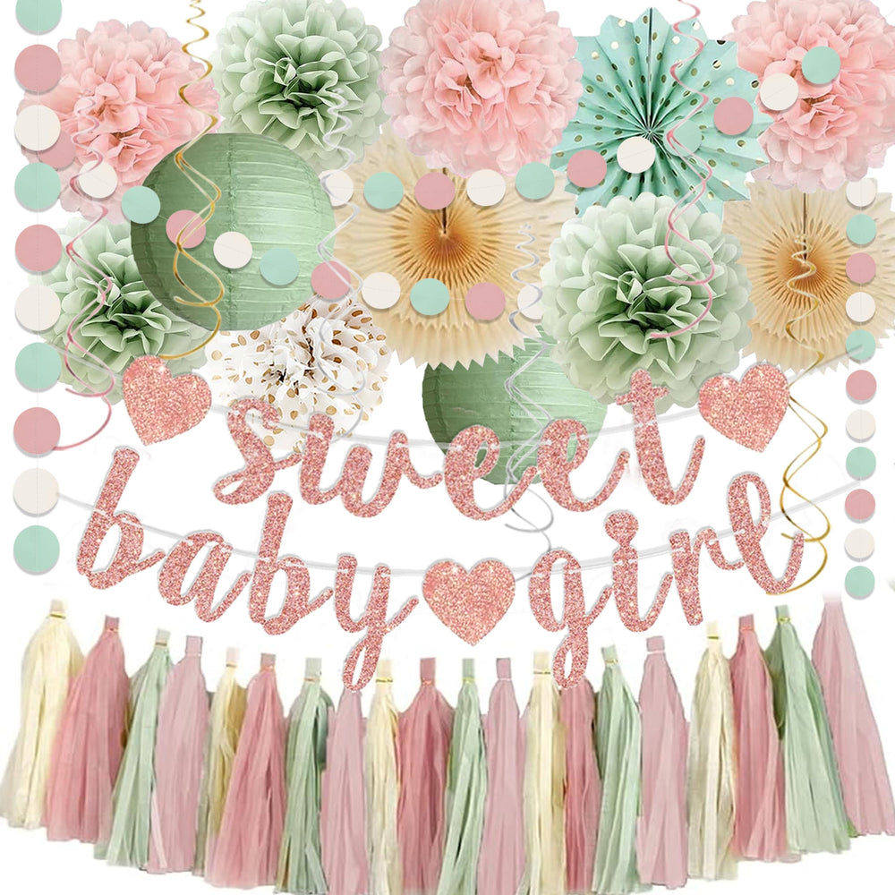 IHEPYQ Sweet Baby Girl banner enhances photo-ready baby shower backdrops.