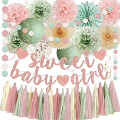IHEPYQ Sweet Baby Girl banner enhances photo-ready baby shower backdrops.