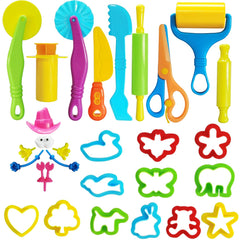 IHESPABLD Playdough Tool Kit 28pcs with animal-cutters improves fine motor skills during pretend play.