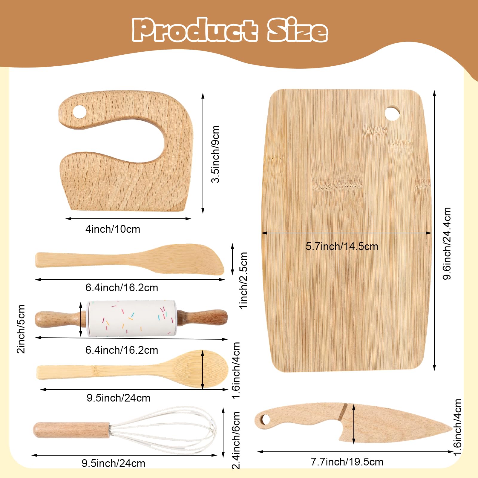 IHFAIO Kids Knife Set wooden spoon showing natural wood texture.