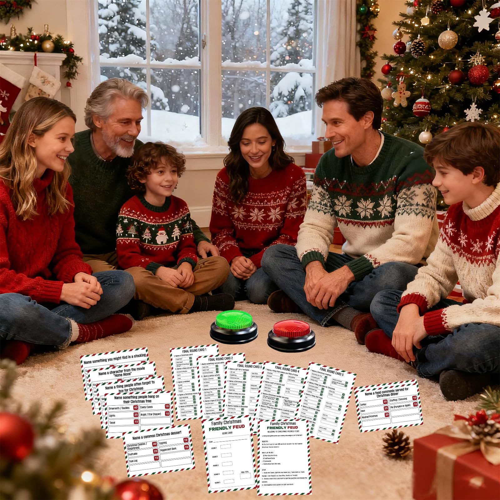 IIDEA Christmas Friendly Feud instruction sheet for simple setup.
