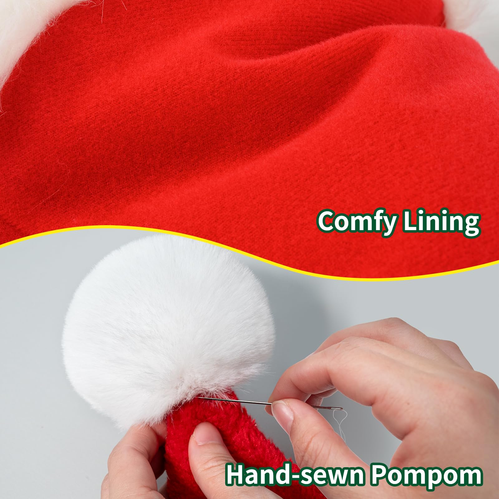 Iioscre Kids Santa Hat soft plush material, gentle on skin for all-day wear.