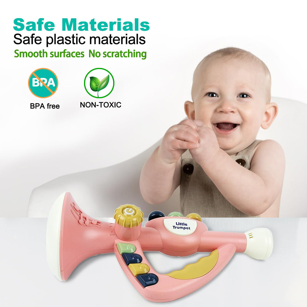 IIROMECI little trumpet with safe plastic surface minimizes mishaps during play
