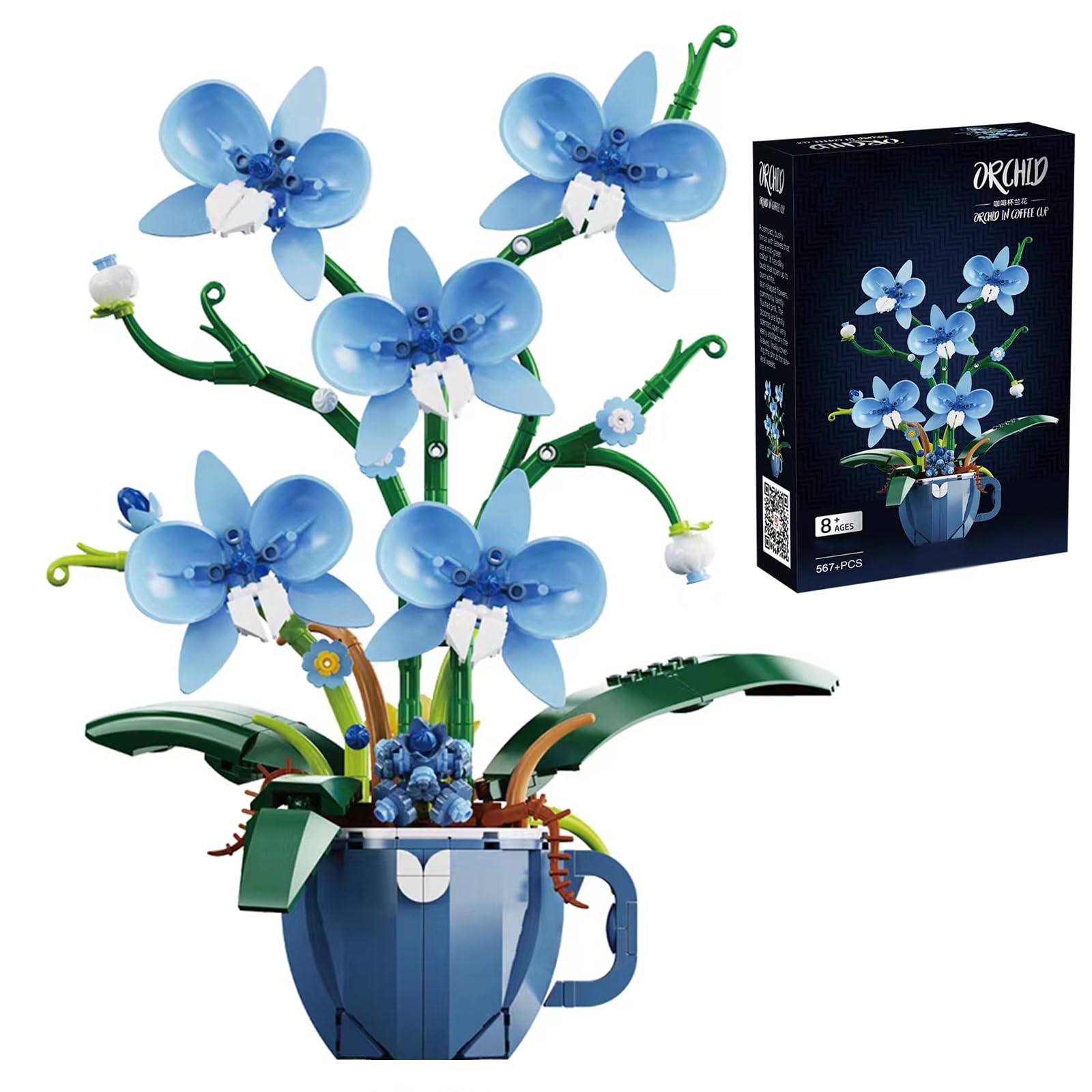 iixeal blue orchid flower building set shows elegant petals and stems for home décor