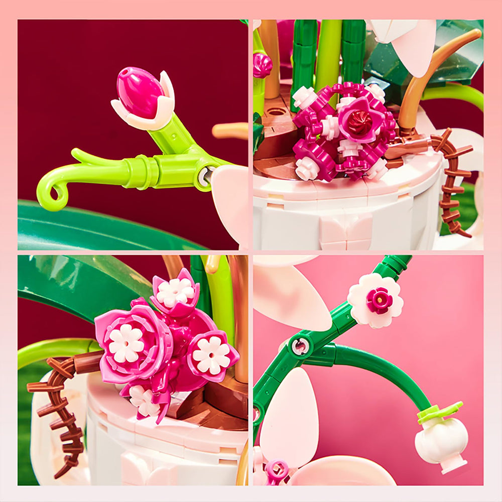 iixeal pink orchid building pieces 567-piece kit for creative play