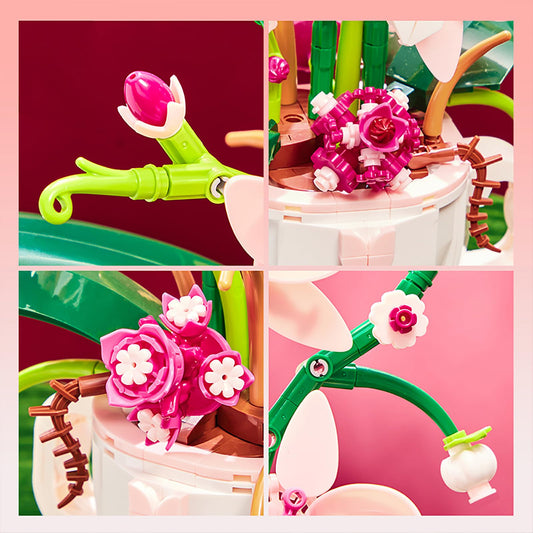 iixeal pink orchid building pieces 567-piece kit for creative play