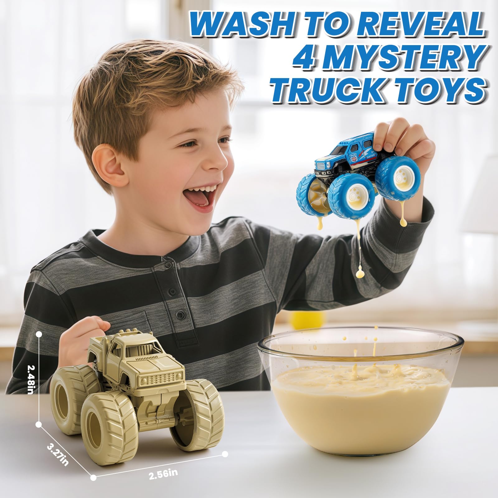 IJIGU trucks with non-slip tires grip surfaces for stable play.