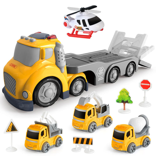 IJIGU construction truck set transport trailer engages toddlers in imaginative building play.