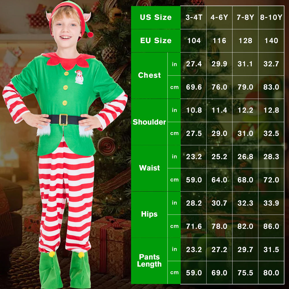 IKALI elf costume set for ages 3-10, comfortable fit and easy care.