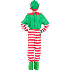 IKALI elf sleeves and pants with red-white stripes, vibrant holiday colors.