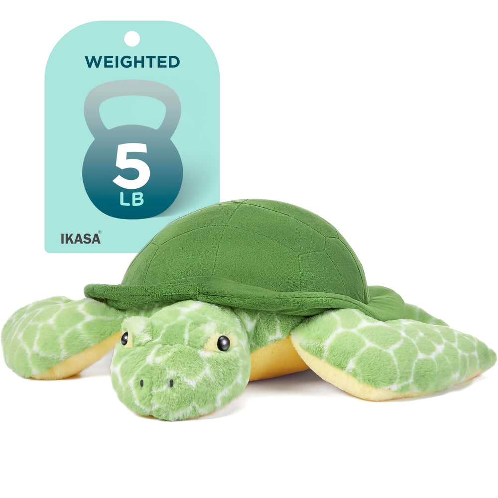 IKASA 5 lbs weighted sea turtle plush for comforting hugs.