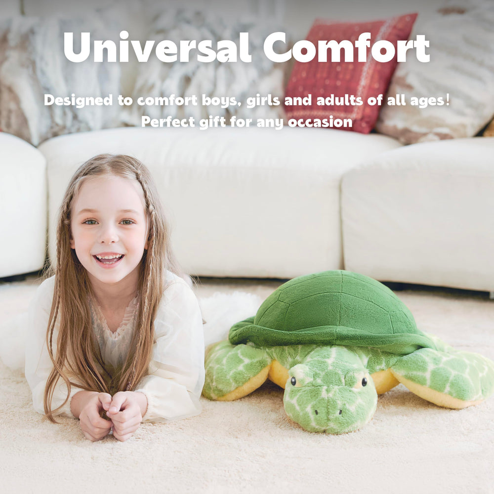 IKASA bead-filled weighted turtle plush offering a calming sensation.