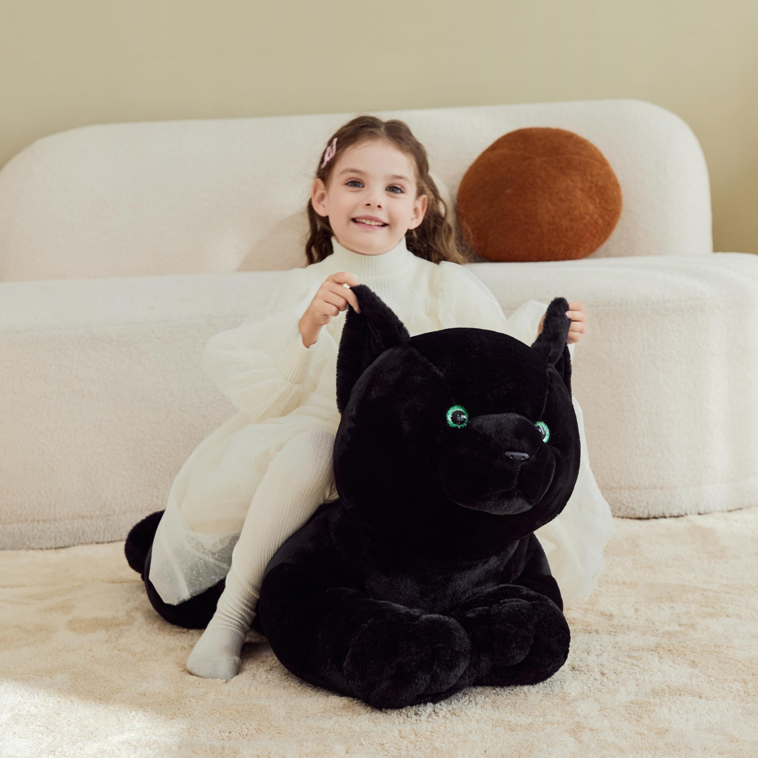 IKASA Black Cat Plush giant size gift feature suits cuddle seekers and decor lovers.