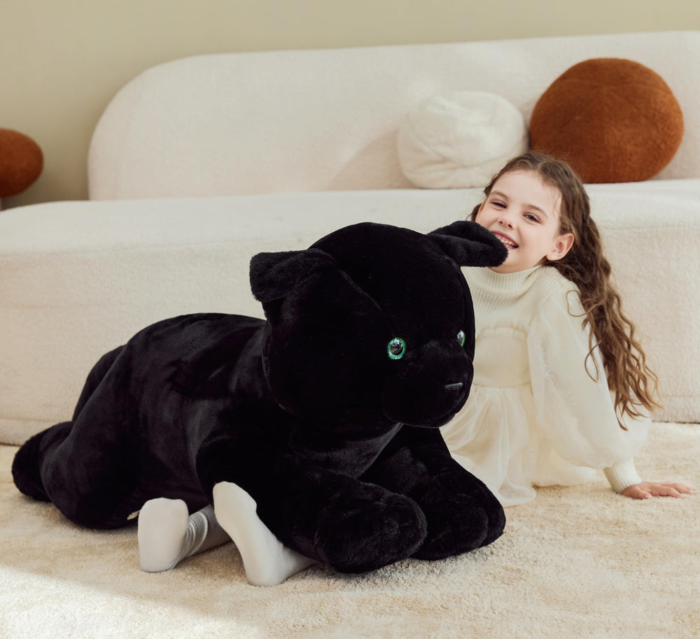 IKASA Black Cat Plush for kid playtime supports imaginative games and soft companionship.