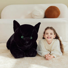 IKASA Black Cat Plush soft fur closeup highlights velvety texture and cozy touch.