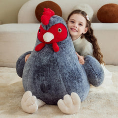 IKASA chicken plush soft fur close-up, offering a warm, velvety touch for comforting cuddles.