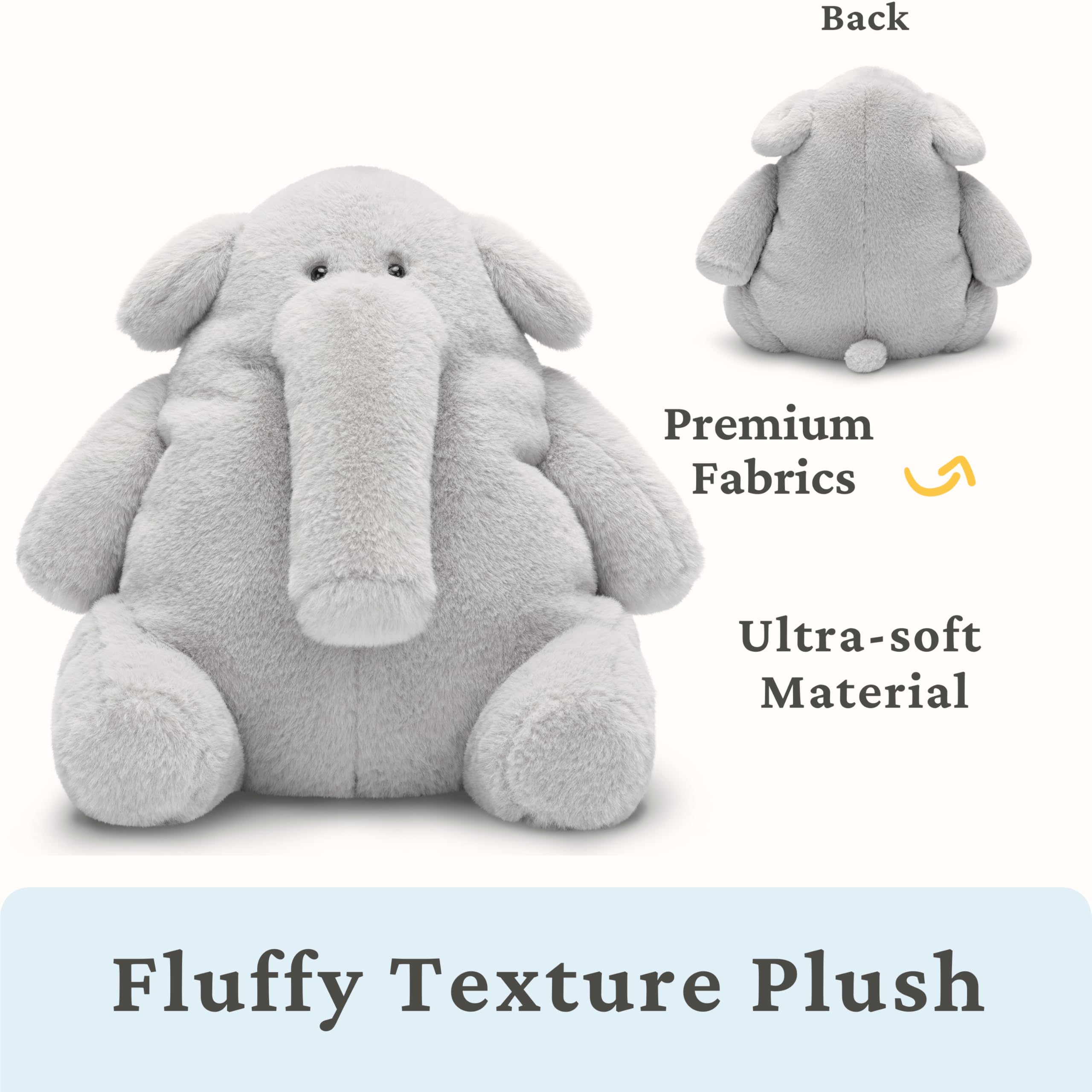 Bedtime snuggle moments with IKASA Elephant plush on the bed.