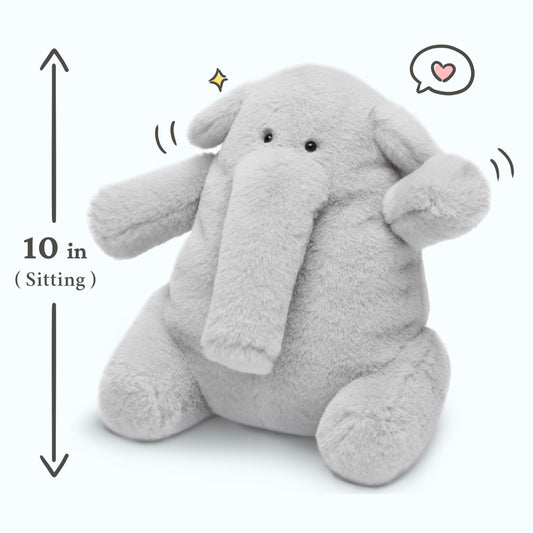 IKASA Elephant plush in a hugging pose, perfect for cozy snuggles.