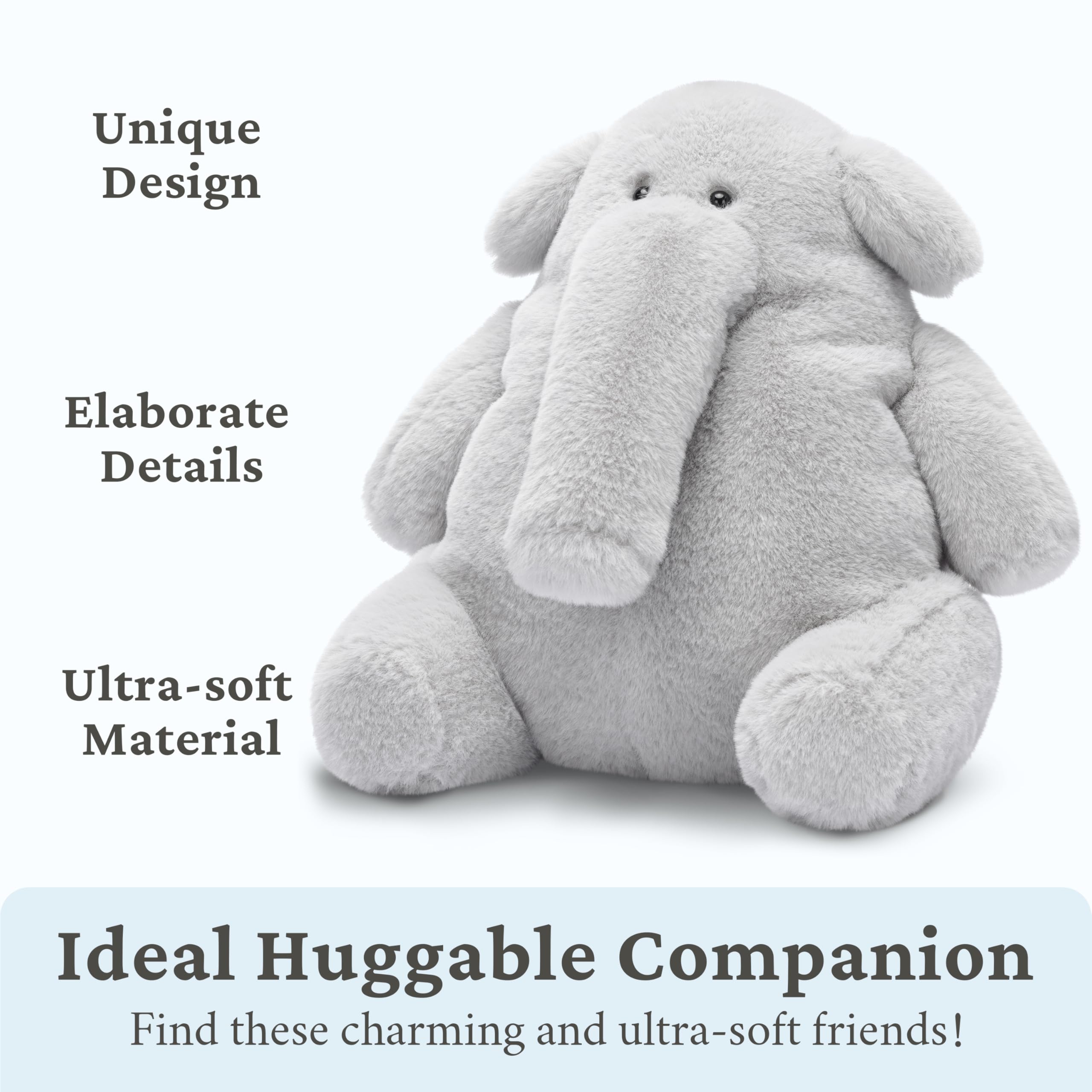 Close-up of soft fabric on IKASA Elephant plush for comforting touch.
