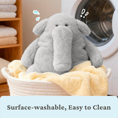 Travel-friendly IKASA Elephant plush companion for trips and car rides.