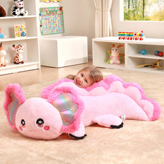 IKASA giant axolotl on a playroom shelf, inviting imaginative adventures.