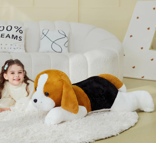 IKASA giant beagle plush front view ideal for cuddling and decorative appeal
