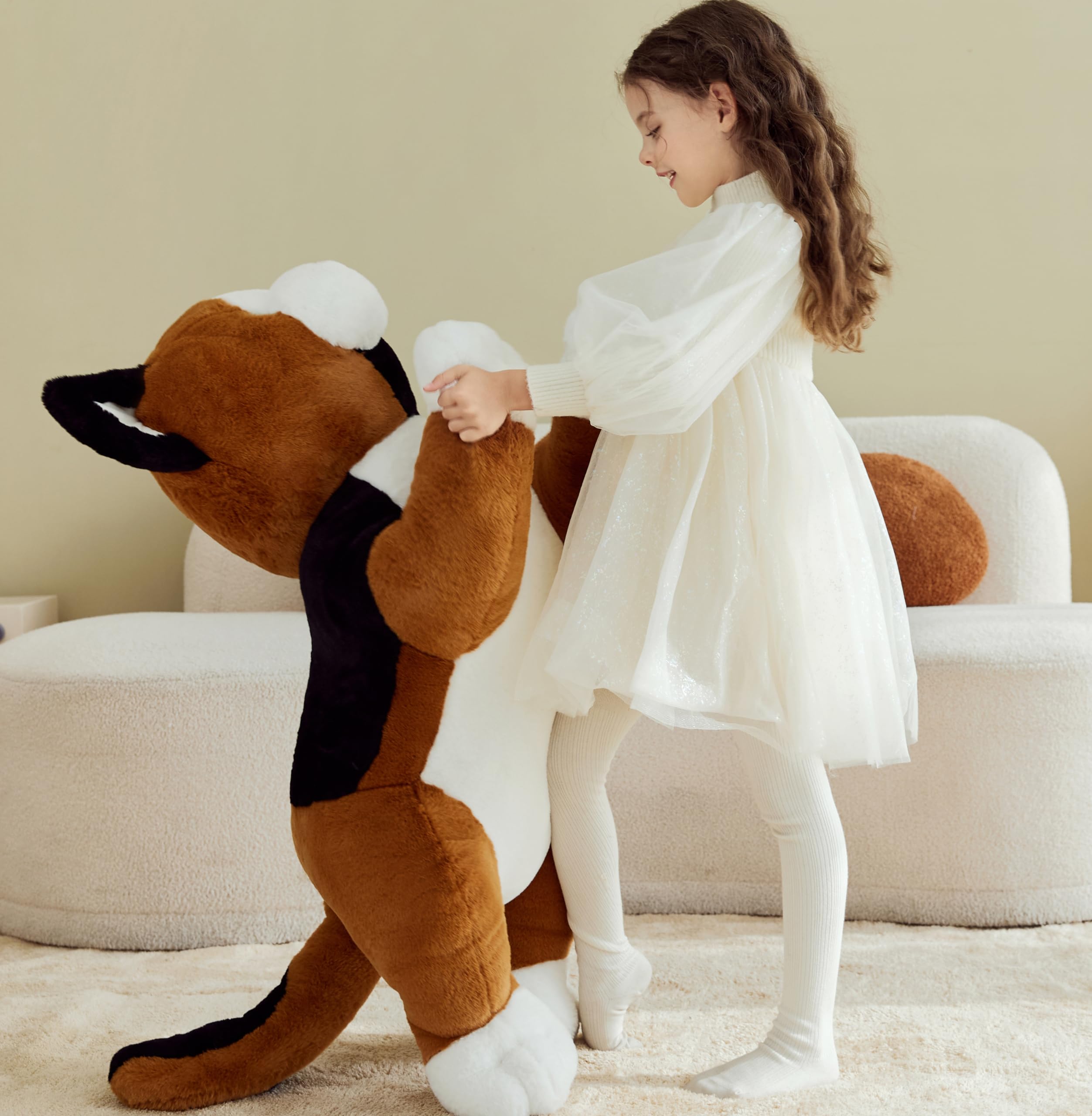 IKASA giant calico cat plush, kid playtime, a friendly companion for imagination.