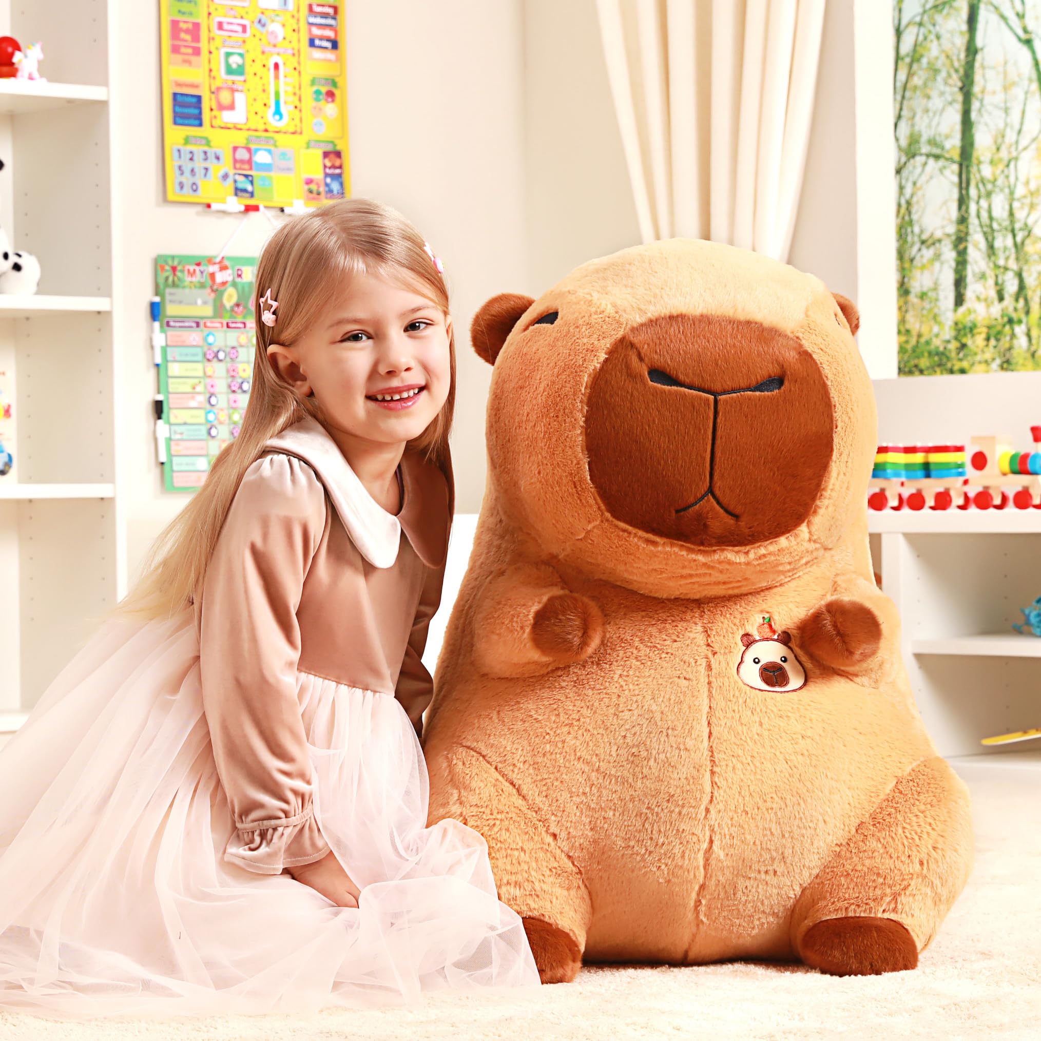 IKASA Giant Capybara Plush stitching detail demonstrates durability.