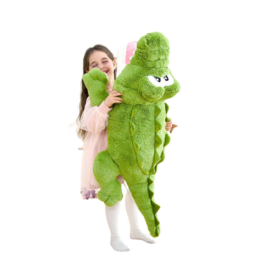IKASA giant crocodile plush in full view for cozy room decor.