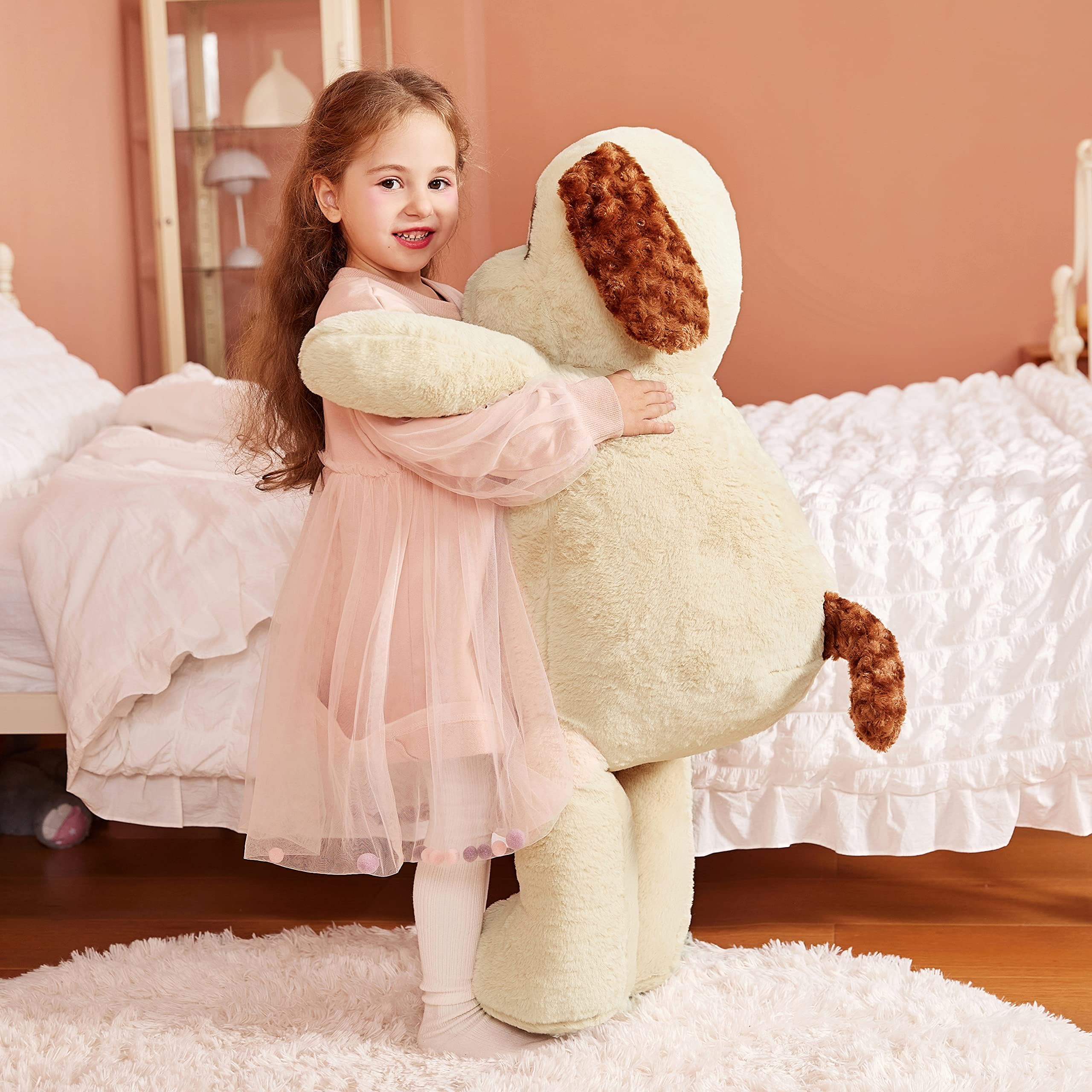 IKASA giant dog plush; surface-washable for easy cleaning
