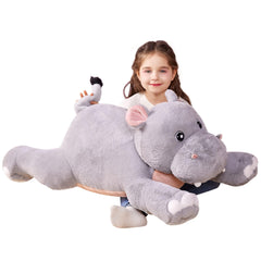 IKASA giant hippo 30in full view, a soft cuddle buddy for kids