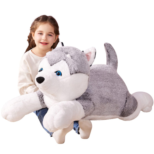 IKASA giant husky plush, 30 inches, for cozy hugs.