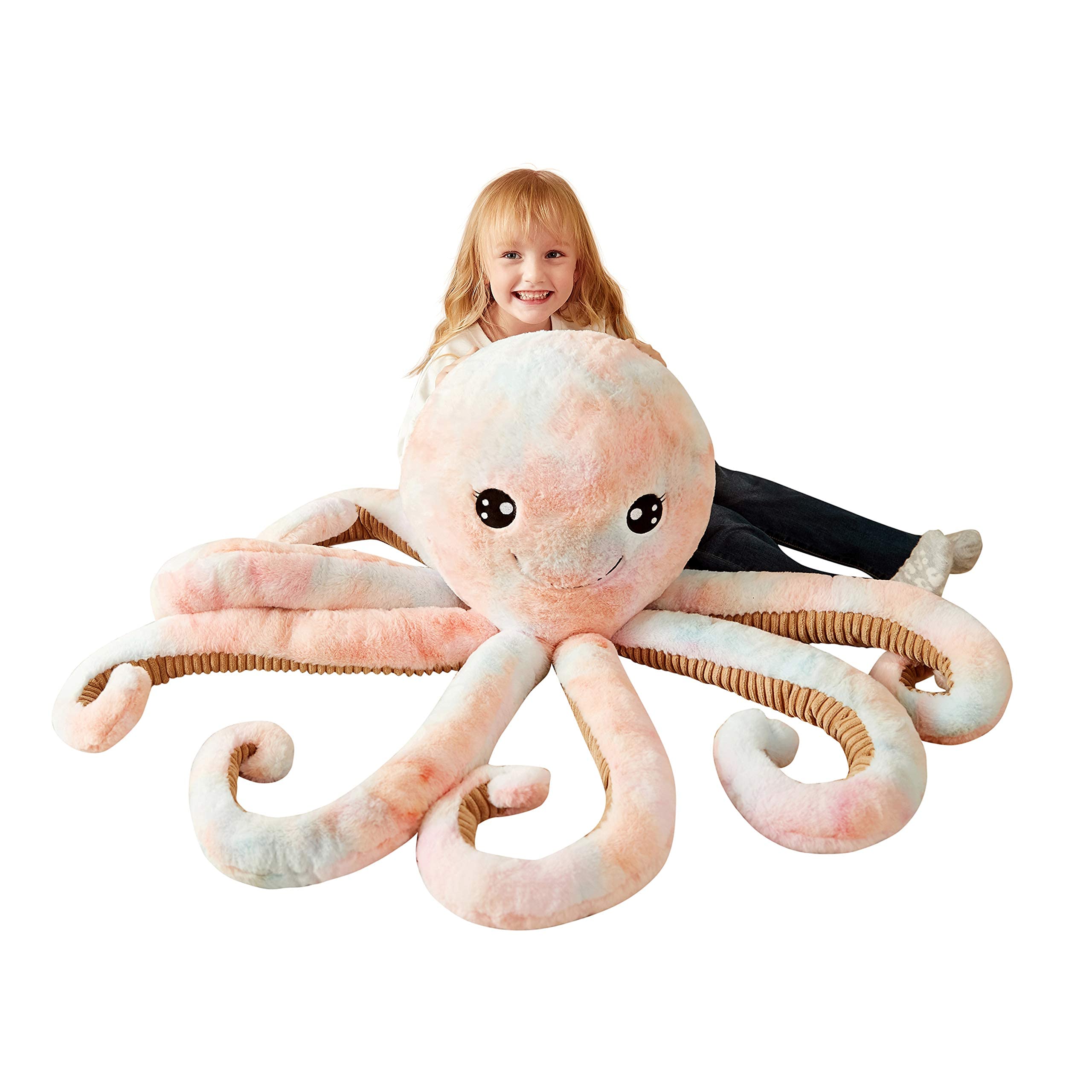 IKASA giant octopus 30-inch tall plush for cozy hugs and playtime.