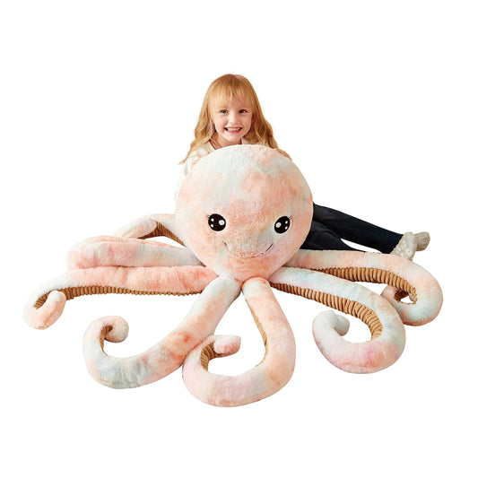 IKASA giant octopus 30-inch tall plush for cozy hugs and playtime.
