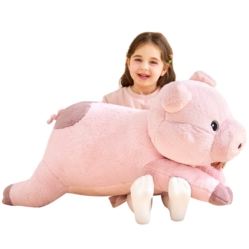 IKASA giant pig plush 30in, a cuddly companion for kids and adults.