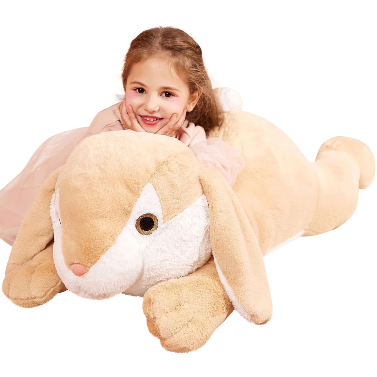 IKASA Giant Rabbit plush full view, a 30-inch cuddle buddy for kids