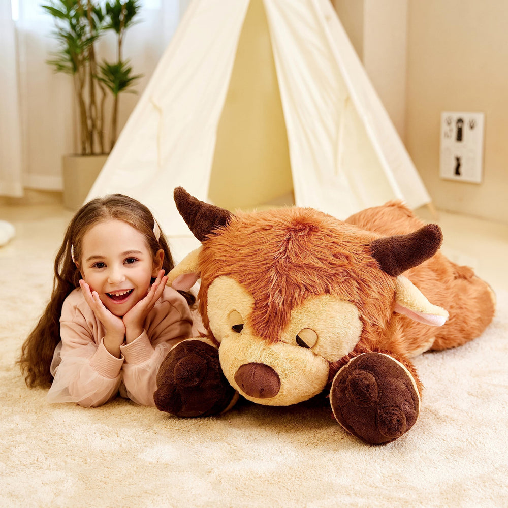 IKASA giant Highland Cow plush full body ready for hugs and adventures