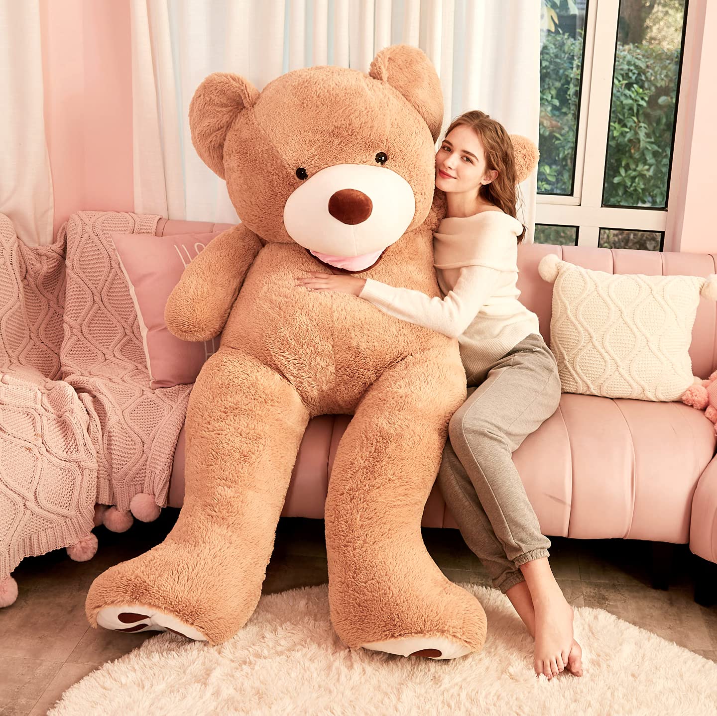 IKASA giant bear used as kid-friendly decor and comforting playmate