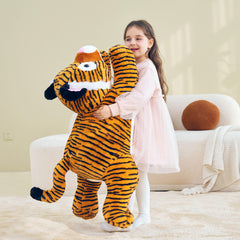 IKASA giant tiger plush 30-inch care-cleaning, surface-washable with gentle brush
