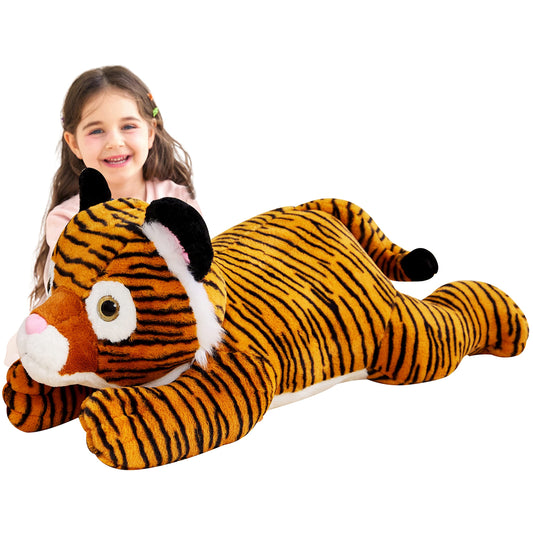IKASA giant tiger plush 30-inch front view, a cuddly friend for playtime and naps