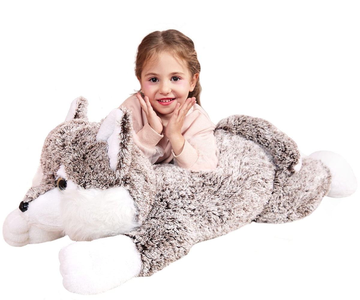 IKASA giant wolf plush, 30 inches, a cozy cuddle companion