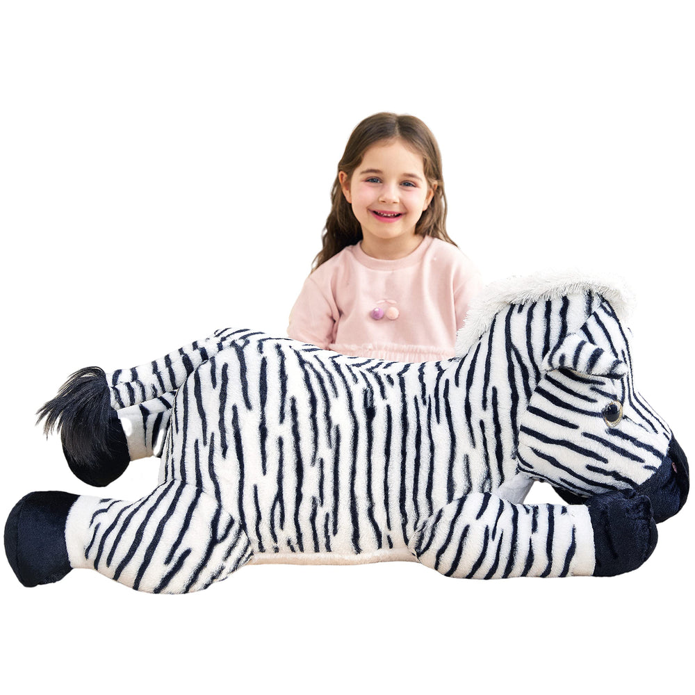 IKASA giant zebra 30in front view shows soft cuddly design