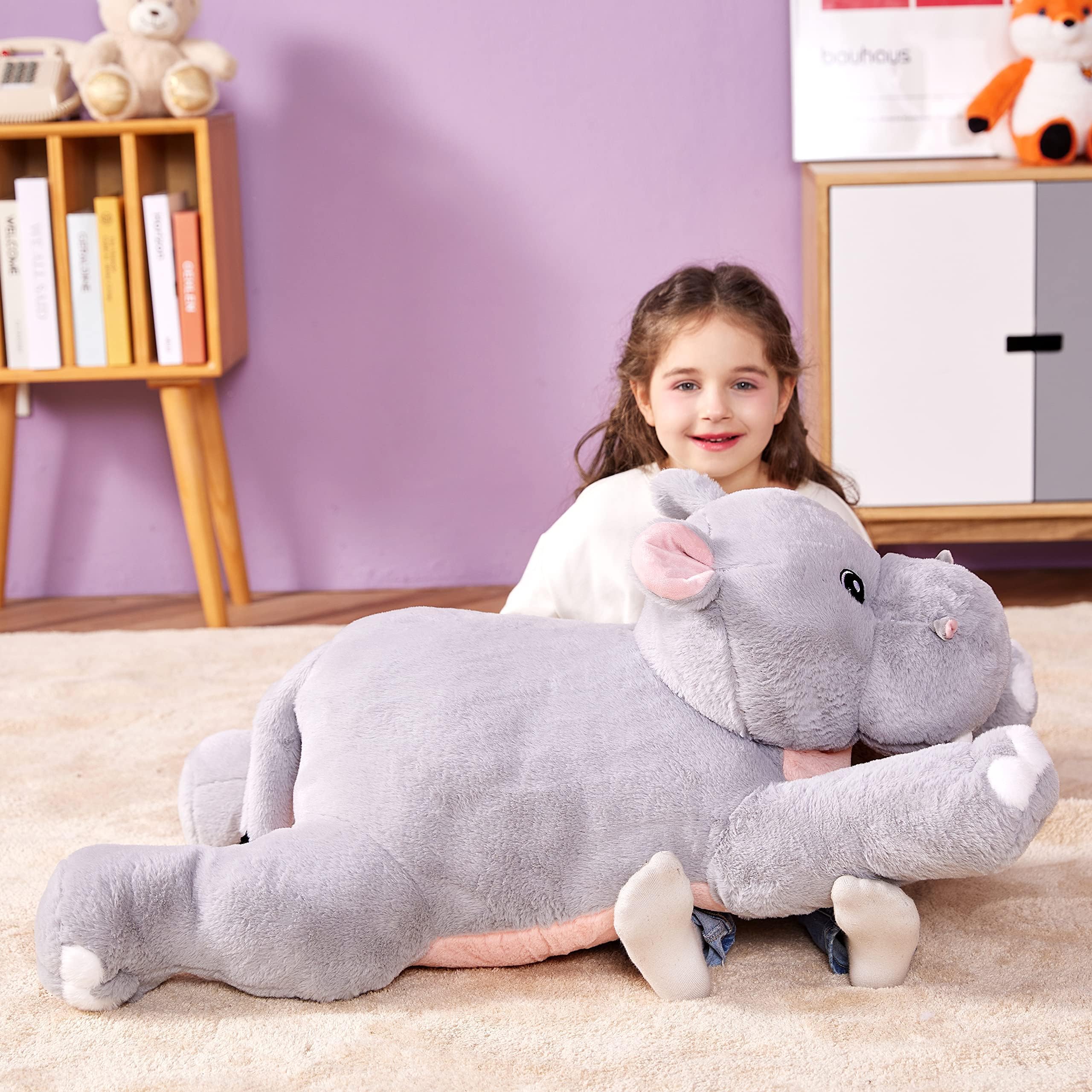 IKASA hippo soft fur close-up, plush texture for comforting hugs