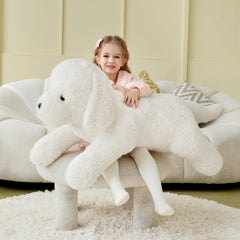 IKASA Labrador plush with kids demonstrates soft cuddling and imaginative play