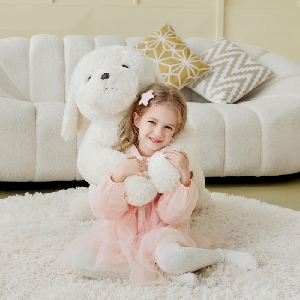 IKASA oversized 30-inch Labrador plush offers generous cuddling space for kids
