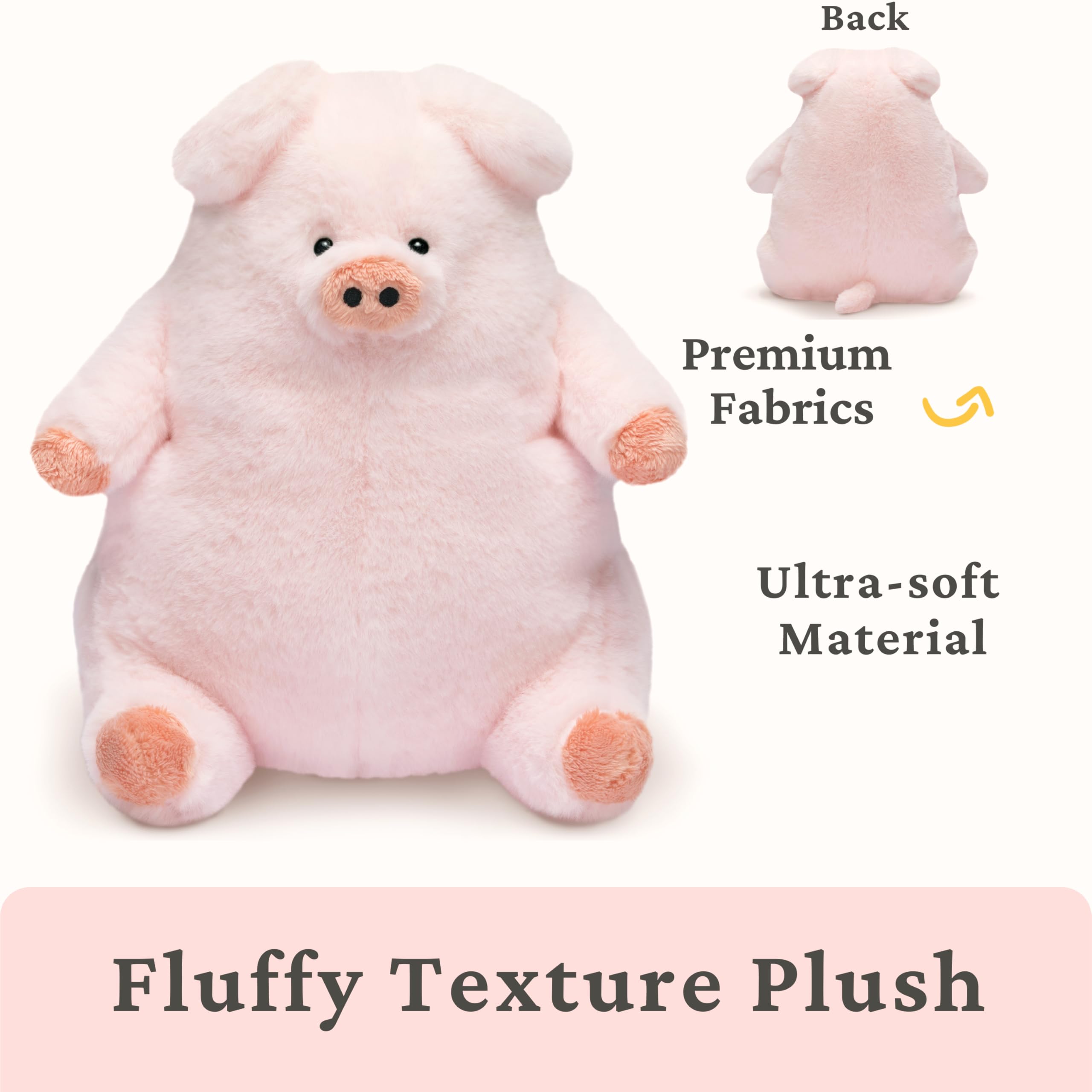 Durable materials of IKASA pig plush for lasting play.