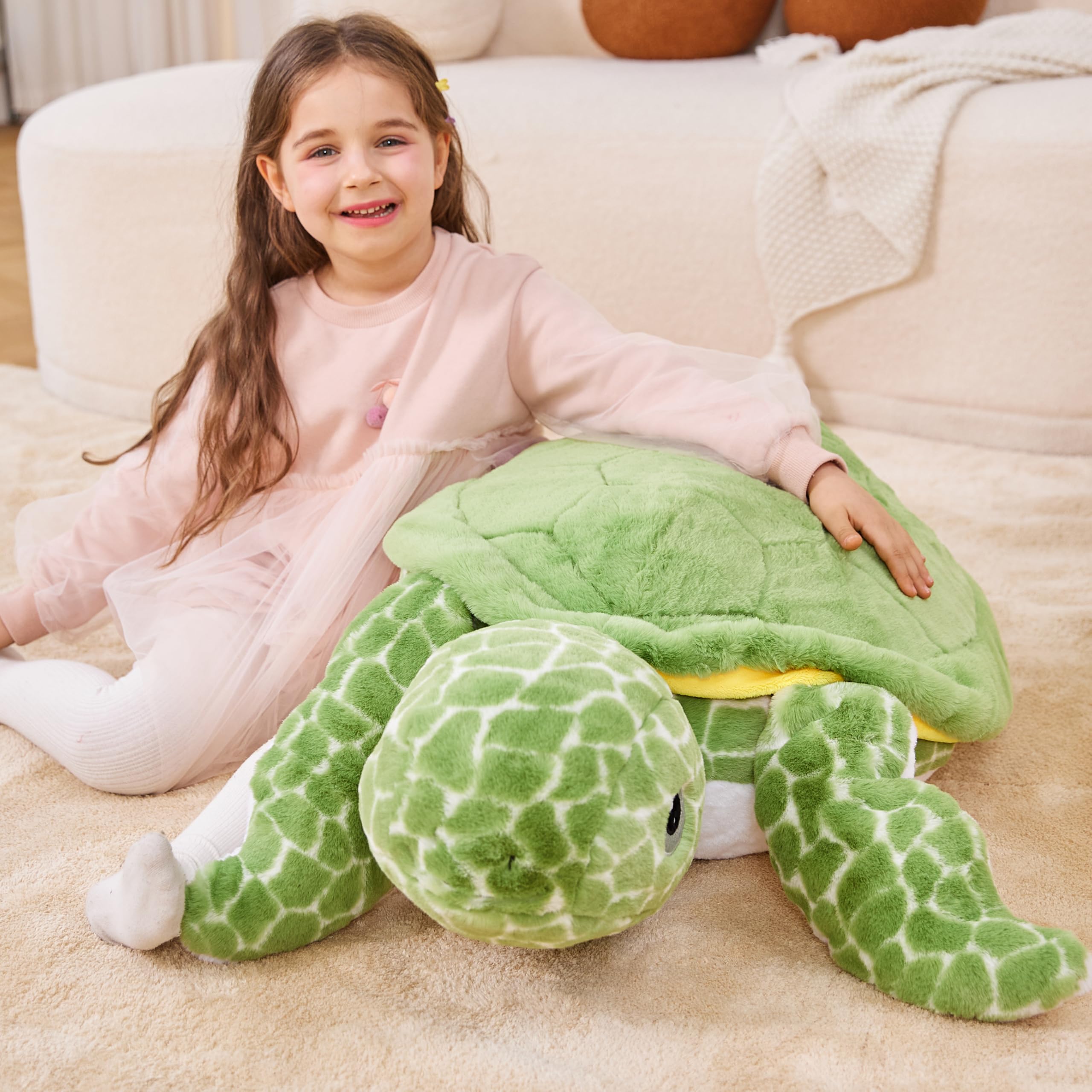 IKASA sea turtle plush closeup promotes easy-hug time and comfort