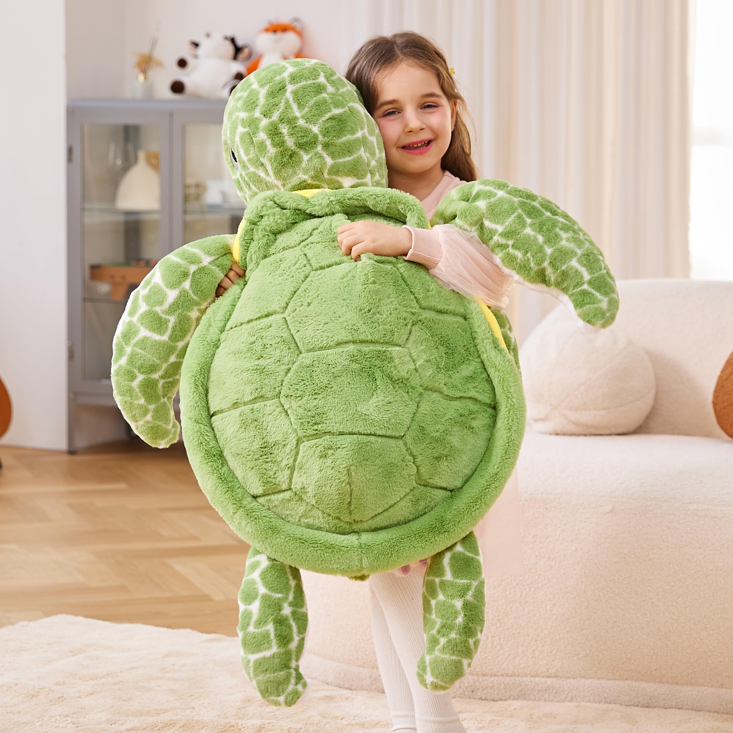IKASA sea turtle plush soft fur closeup highlighting ultra-soft texture